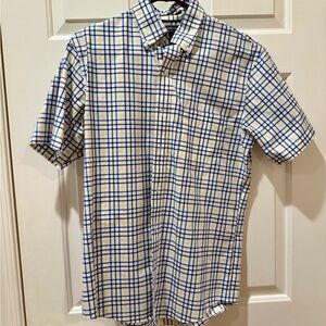 Lands' End Blue and Cream Checkered Shirt